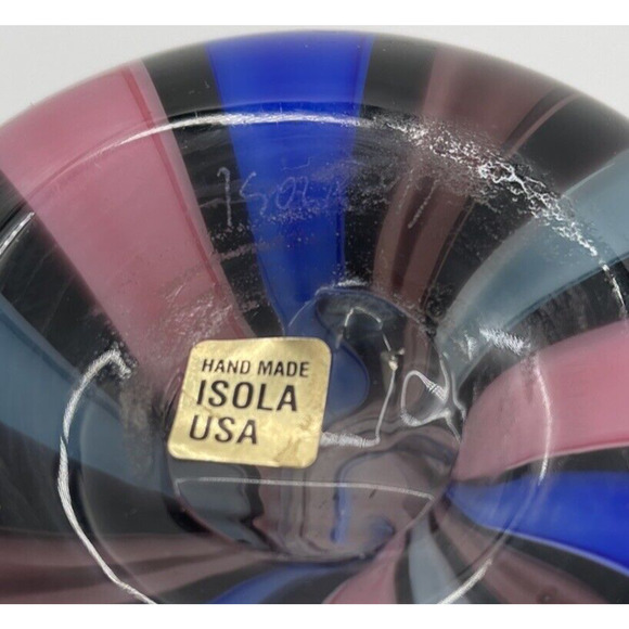 Isola Art Glass Vase Signed & Dated 97 Multicolor Stripe 14.5" Made In USA - Picture 3 of 9